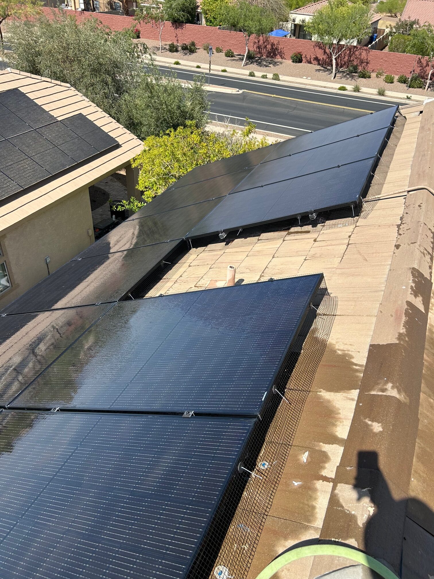 Solar panel bird proofing in Goodyear AZ with mesh barrier
