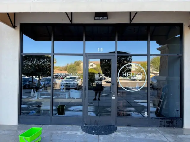 Clean storefront with large glass windows in Goodyear, Az